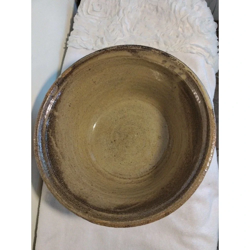Hand Pottery Bowl Studio Art Brown Drip Glaze Two-Tone Artist‎ Signed GORGEOUS